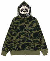 Sweat à capuche zippé camouflage personnalisé pour homme, OEM ODM, étiquette privée, motif panda, logo personnalisé, en molleton de coton, veste streetwear pour marque