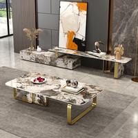 Table basse au design moderne pour le salon, ensemble de tables d'appoint pour canapé, table basse en marbre de luxe, tables à thé modernes