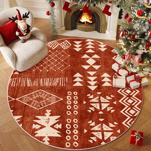 Tapis rond de Noël Santa, 60 pouces, antidérapant, décoration de la maison pour les fêtes, tapis de salon, motif original - Product Image 3