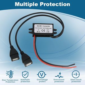 Toaluea <span class=keywords><strong>DC</strong></span>-<span class=keywords><strong>DC</strong></span> 12V 5V 12W 3A 5A IP67 Buck mô-đun chuyển đổi cổng <span class=keywords><strong>USB</strong></span> kép <span class=keywords><strong>DC</strong></span> xe Power <span class=keywords><strong>Adapter</strong></span> 46x24x14mm >93% hiệu quả - Product Image 4