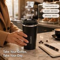 Tasse de bureau classique en acier inoxydable sans BPA, mug à café isotherme à double paroi, garde au chaud/au froid 12-24 heures, anti-fuite, portable