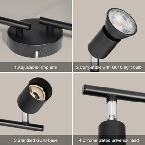 Éclairage sur rail LED dimmable à 6 têtes, projecteur de plafond réglable, <span class=keywords><strong>lampe</strong></span> moderne à montage en surface pour maison, commerce, <span class=keywords><strong>magasin</strong></span>, couloir - Product Image 2