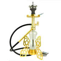 Narguilé de luxe jaune de haute qualité en acier inoxydable Shisha ensemble de fumer pour bar salon narguilé en verre