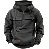 Veste de sport pour homme, style européen et américain, à capuche, couleur unie, coupe ample, coupe-vent, sweat-shirt avec plusieurs poches