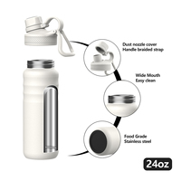 Vente en gros en stock bouteille d'eau en acier inoxydable à double paroi isolée sous vide thermo-flasque avec 2 couvercles et paille