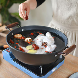 Olla Wok de Hierro Fundido de Gran Tamaño, 34, 36, 38, 40 cm, con Fondo Plano, Precio de Fábrica - Product Image 6