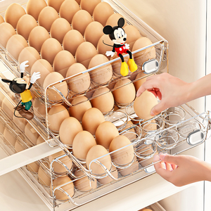 <span class=keywords><strong>Porte</strong></span>-œufs pour réfrigérateur, distributeur à 2 niveaux, plateau à œufs empilable transparent avec tiroir, conteneur de rangement pour comptoir de cuisine - Product Image 2