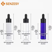 Flacon compte-gouttes transparent en PET de 30 ml SENZESY, étiquette sérigraphiée, bouchon à vis, emballage cosmétique pour shampoing, lotion, crème pour le visage