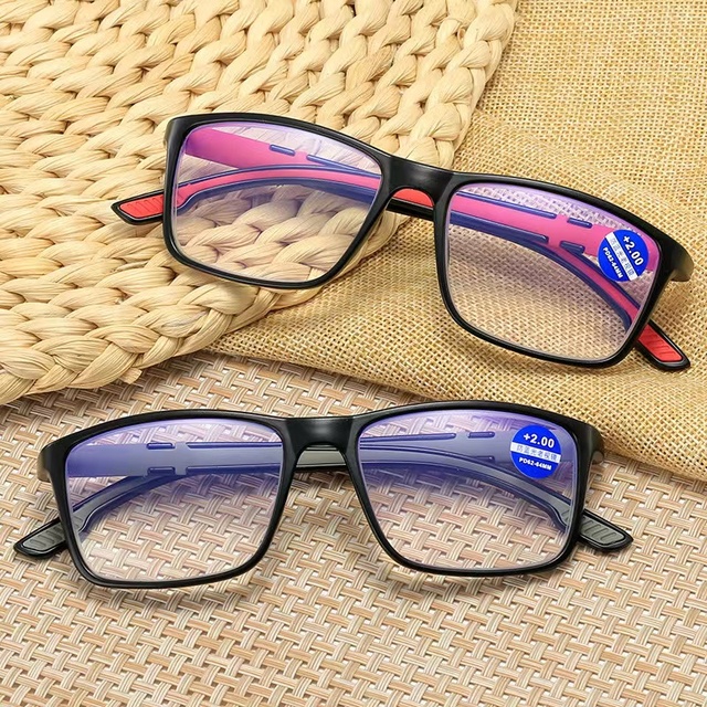 Tr90 Unisex Photochromic Glasses Men Anti Blue Light Durable Ultralight Rectangle Spring Hinge Indoor Glasses Case Diamond