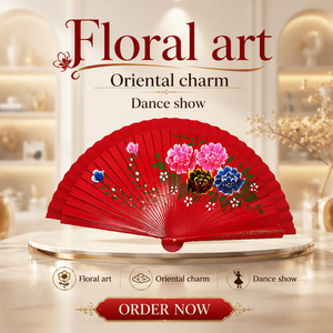 FAREA Éventail pliant classique espagnol en bois peint à la main, idéal pour la publicité et les spectacles – Vente en gros - Product Image 2