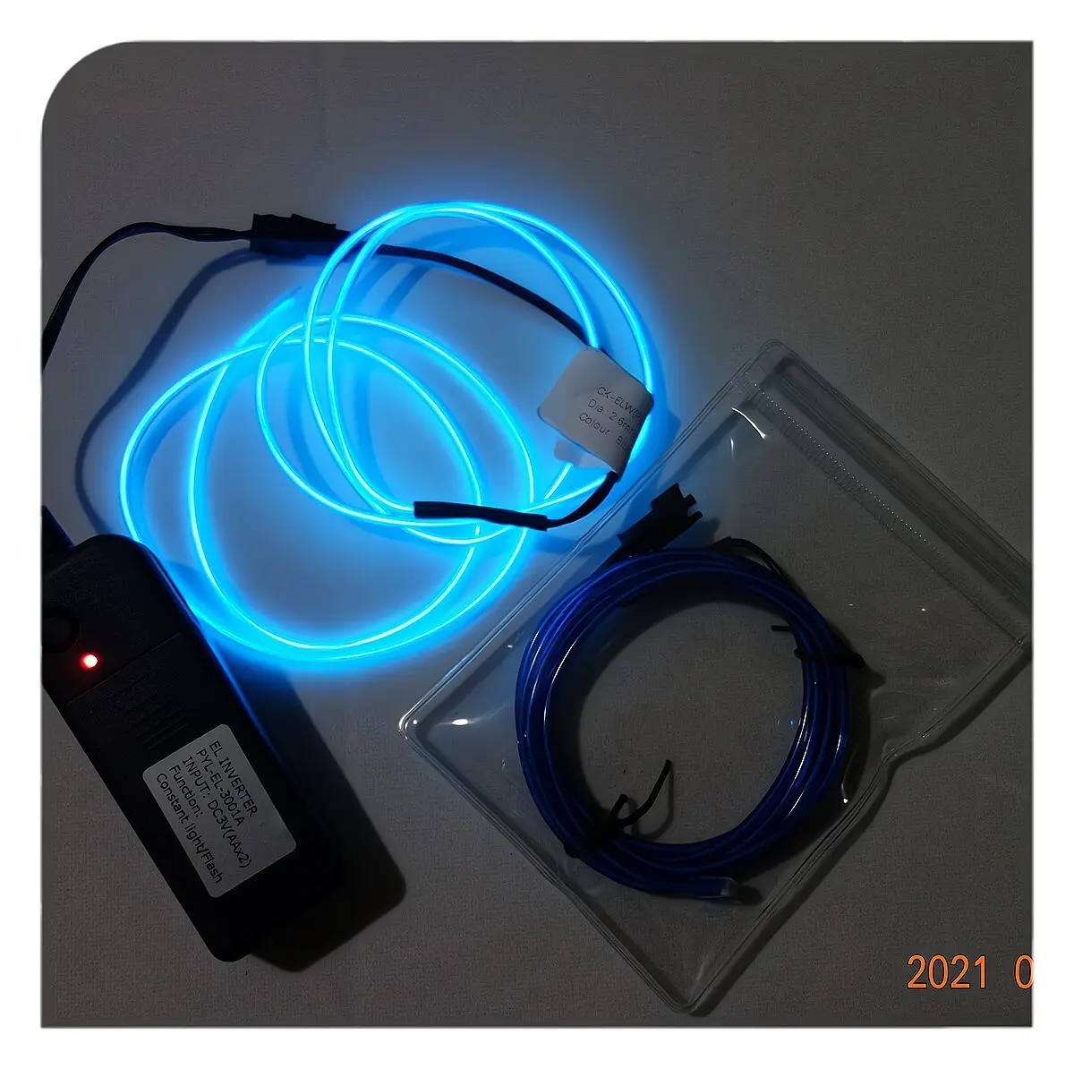 EL dây/aax2pcs EL dây biến tần siêu sáng màu xanh EL dây 100% sử dụng u.s.a. để nhập khẩu Điện áp đầu ra: ac90-130v/800Hz ROHS.CE
