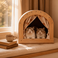 Maison pour animaux de compagnie en bois massif pour salon, avec griffoir en sisal intégré, utilisable toute l'année, sans débris dispersés, jouet pour chat