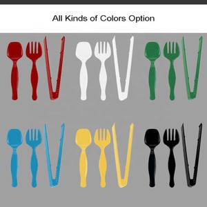 เครื่องใช้ในครัวพลาสติกสีดำ9.1 "ที่คีบ8.3" ช้อนเสิร์ฟ8.5 "ภาชนะที่ให้บริการบุฟเฟ่ต์ - Product Image 6