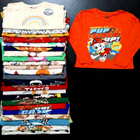 Vêtements pour enfants en surplus, commandes annulées, couleurs et motifs variés, t-shirts pour garçons et filles, matière en coton respirant