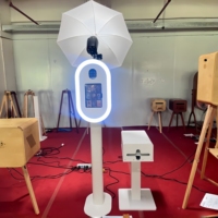 Photomaton portable ovale en métal, design détachable, anneau lumineux RGB, support pour DSLR, iPad et imprimante, idéal pour les locations événementielles (remise de diplômes, bars, mariages, fêtes)