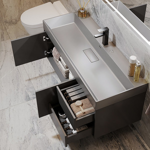 Mueble de Baño Moderno y Minimalista <span class=keywords><strong>con</strong></span> Lavabo, Espejo y Gabinete - Product Image 4
