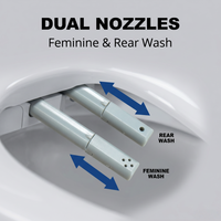 Couvercle de toilette bidet manuel en forme de U, surface antibactérienne, fermeture douce, pour l'hygiène personnelle, installation facile, propre et hygiénique