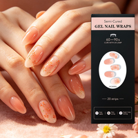 Bandes de gel semi-durcies OEM ODM pour ongles, 20 embouts, dégradé ambre orange, motif floral blanc, longue durée, pour vente en gros