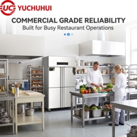 Réfrigérateur commercial à 4 portes, vertical, en acier inoxydable, double température, congélateur pour cuisine de restaurant