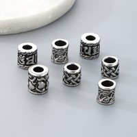 Vintage grand trou en acier inoxydable coulée nordique Viking Rune Tube entretoise perle breloques pour la fabrication de bijoux