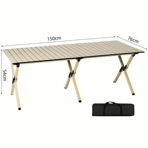Outdoor Portable Leisure Foldable Stable Bamboo Wood Grain Carbon Steel Egg Roll Camping <b>Table</b> Customized - Product Image 3