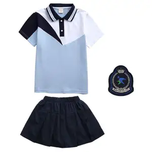 RG-Jersey t/c针织面料儿童和教师穿裙子和短裤匹配校服儿童马球t恤