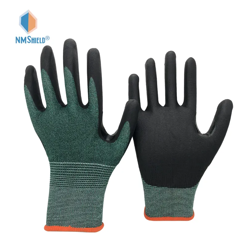 NMSHIELD 18 Gauge A2 Anti Cut Industrial Construction Micro Foam Nitrile Glove with Thumb Saddle Handjob Safety Gloves for Work