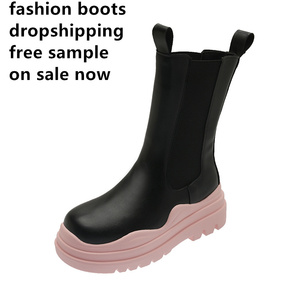 Nuovi Arrivi: Stivali da Pioggia <span class=keywords><strong>Bianchi</strong></span> da <span class=keywords><strong>Donna</strong></span> in Pelle di Qualità, Impermeabili, con Suola Spessa in PU, Modello Lussuoso - Product Image 1