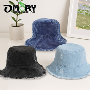 Sombrero de Pescador Estilo Japonés OMORY, Gorra de Mezclilla Lavada, Color Sólido Retro, Venta al Por Mayor - Product Image 1