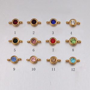 Ciondoli in Acciaio Inossidabile Argento con Due Fori da 6,5mm per Creazione di Gioielli Fai-da-Te, Charm con Cristalli dei 12 Mesi di Nascita - Product Image 5