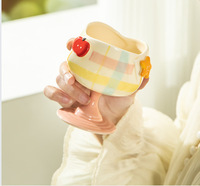 Tasse à eau domestique fraîche et élégante, tasse à café en céramique, tasse mignonne à pied haut, mug de couple, design souvenir de niche