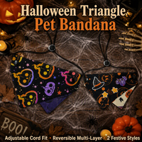 Bandana Halloween pour chien, imprimé crâne et toile d'araignée, cache-salive réglable pour chiot et chat, vente en gros usine