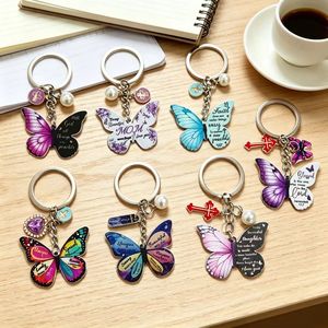 Llaveros Católicos con Versículos Bíblicos, Mini Colgantes de Cruz, Joyería Cristiana con Mariposas, Recuerdos de Bautismo - Product Image 3