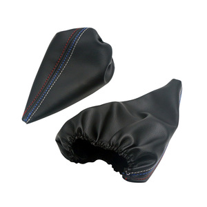 Funda Protectora para Palanca de Cambios para BMW Serie 3, Cuero Negro con Costuras Rojas y Azules, Juego de Fundas para Palanca de Cambios y Freno de Mano - Product Image 5