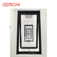 DERCHI AS2047 Ventana de vidrio de seguridad doble insonorizada de estilo australiano con manivela de madera revestida de aluminio Ventanas abiertas de doble acristalamiento