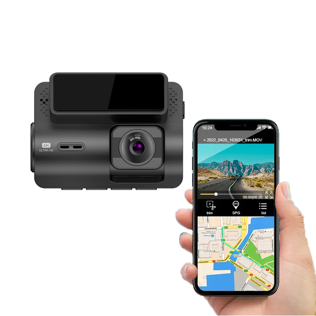 Hotselling Car Black Box 4k Car Dash Cam with Gps Dual Cameras Car Driving Monitor Recorder Mobile Phone APP Blind Spot Detect