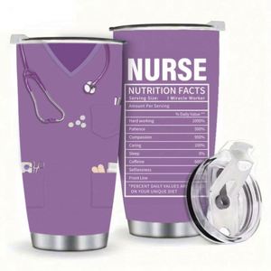 El Mejor Regalo para Enfermeras, Día del Enfermero, Taza Termo de Acero Inoxidable 304 de Doble Pared de 20oz con Aislamiento al Vacío, Ecológica, con Información Nutricional - Product Image 2
