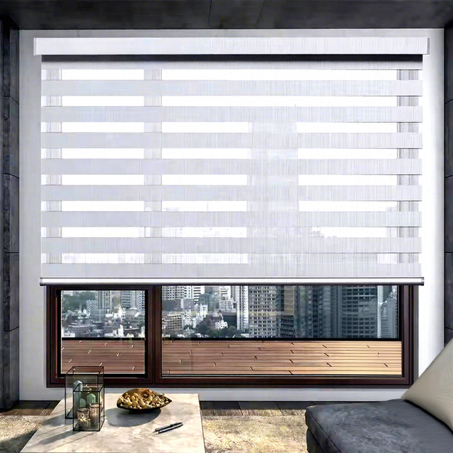 Electric Built-In Wifi Tuya Smart Automatic Solar Motorized Indoor Zebra Shade Blackout Zebra Blind for Windows