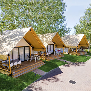 Tente de safari personnalisée, tente de glamping en toile avec véranda, tissu imperméable résistant aux UV pour hôtel en plein air ou complexe écologique - Product Image 4