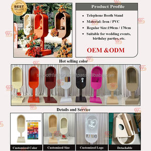 LEDA Wedding Party Flowers Phone Booth Neon Light Wedding Phone Telephone Booth Audio Guestbook <b>Stand</b> - Product Image 3