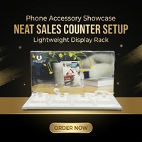 Support de téléphone en métal transparent personnalisé de 3 mm d'épaisseur, montage facile sur comptoir, présentoir promotionnel Americana