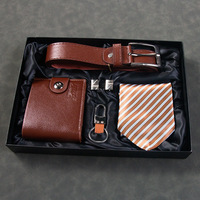 Nouvel an hommes liberté ensemble cadeau d'affaires de luxe 5 pièces ensemble (montre ceinture en métal portefeuille cravate boutons de manchette) cadeau de noël cadeau personnalisé