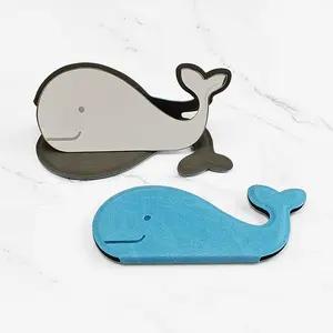 도매 돌고래 모양 귀여운 미니 포켓 화장품 거울 접이식 pu 아이 메이크업 거울