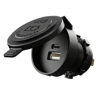 Chargeur de voiture personnalisé à 2 ports 5V 3.1A USB-A TYPE-C, prise de chargeur de voiture USB ronde encastrée étanche 12V 24V