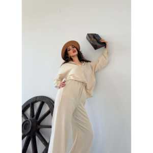 Elegant Women's Oxford <b>Shirt</b> And Pants 2-Piece Set Full Sleeve Casual Breathable Spring <b>Summer</b> Style - Product Image 5