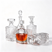 Ensemble de carafes à liqueur en verre gravé, bouteilles carrées et rondes transparentes pour whisky, brandy, bar à domicile, cadeau