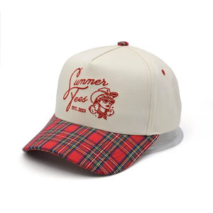 5 paneles de algodón a cuadros Check Navidad <span class=keywords><strong>gorras</strong></span> de béisbol Snapback Bow <span class=keywords><strong>gorras</strong></span> <span class=keywords><strong>rojas</strong></span> con logotipo bordado personalizado - Product Image 2