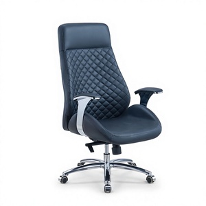 Chaise de bureau ergonomique à dossier haut en cuir avec structure métallique au design moderne - Pivotante, idéale pour le bureau du patron, le bureau à domicile, le salon ou l'hôpital - Product Image 4