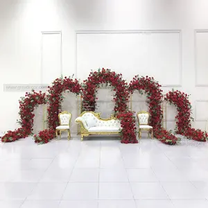 GNW nuovo design su larga scala decorazione di eventi di nozze intarsiato fiore arco fiore sfondo stand di scena di fiori decorazione eventi