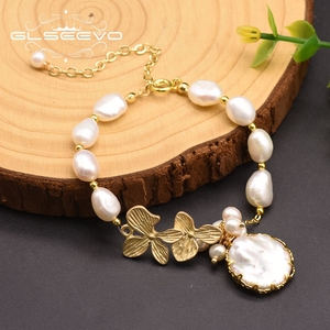 GLSEEVO <span class=keywords><strong>Bracciale</strong></span> con <span class=keywords><strong>perle</strong></span> d'acqua dolce naturali per donna, bracciali e braccialetti placcati in oro 18 carati, gioielleria raffinata - Product Image 3